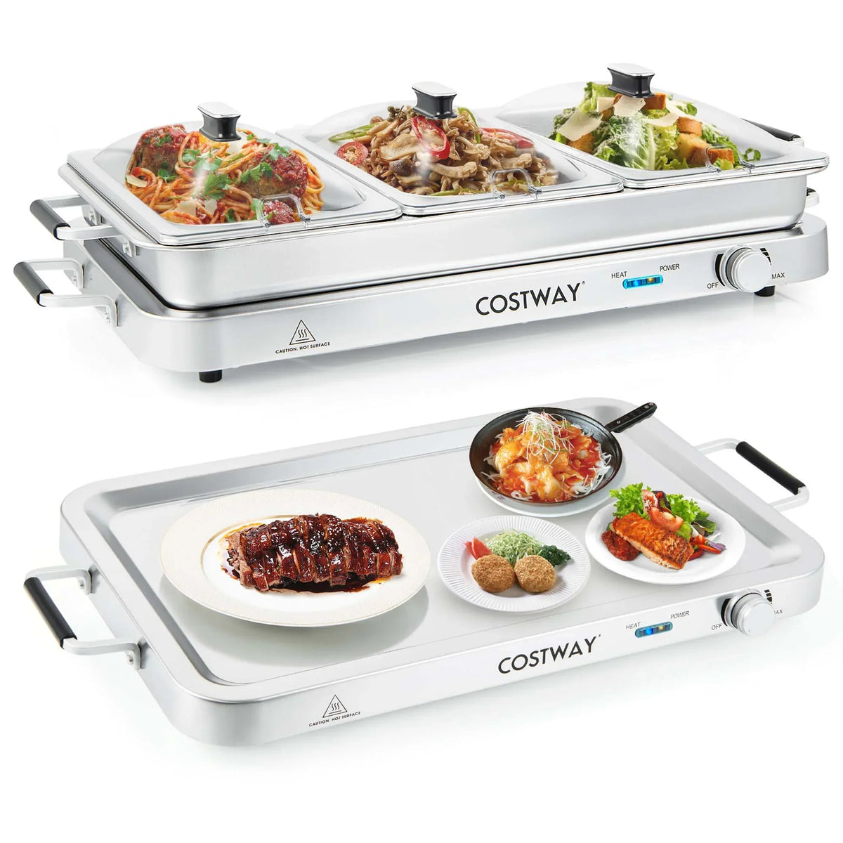 Nouveauté 2026 – Chauffe-plats Costway , buffet, plateau chauffant électrique 450 W en acier inoxydable pour réceptions