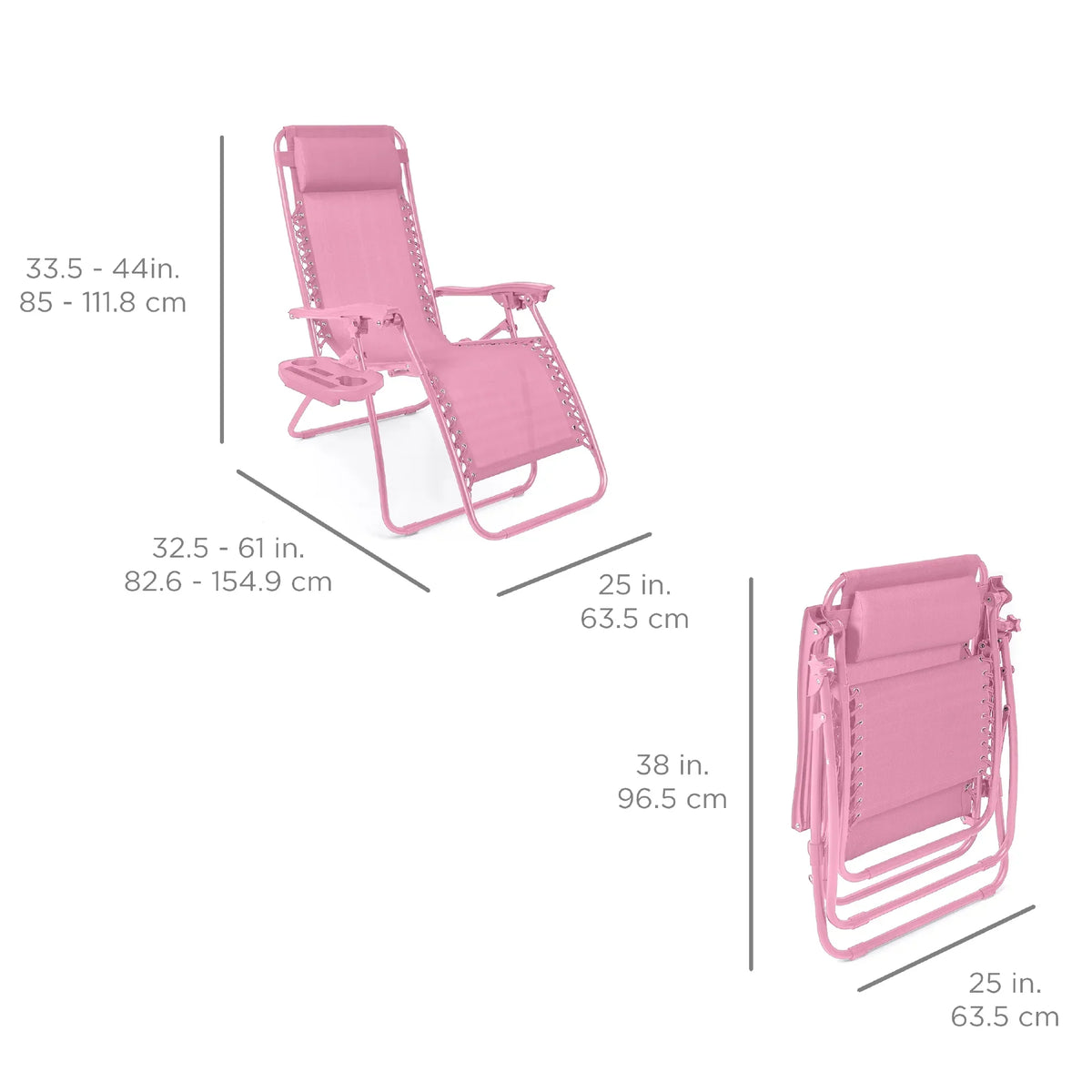 Nouveauté 2026 – Ensemble de 2 fauteuils inclinables zéro gravité Best Choice Products pour terrasse et piscine avec porte-gobelet - Gris
