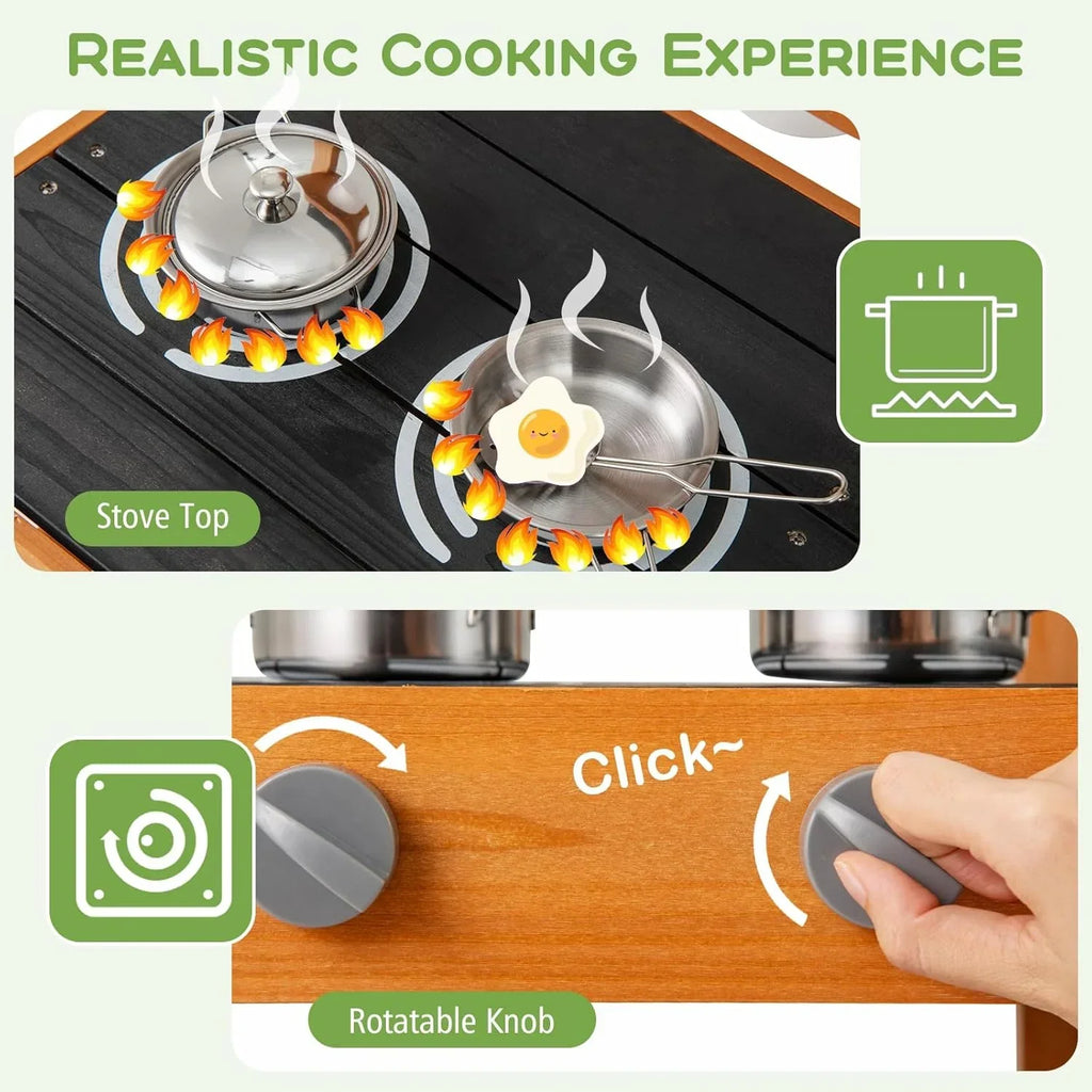 Nouveauté 2026 – Cuisine de boue OLAKIDS , cuisine de jeu d'extérieur sur roues avec 3 tasses, évier amovible et accessoires de cuisine en bois. Jouet idéal pour le jardin, cadeau pour les garçons et les filles à partir de 3 ans
