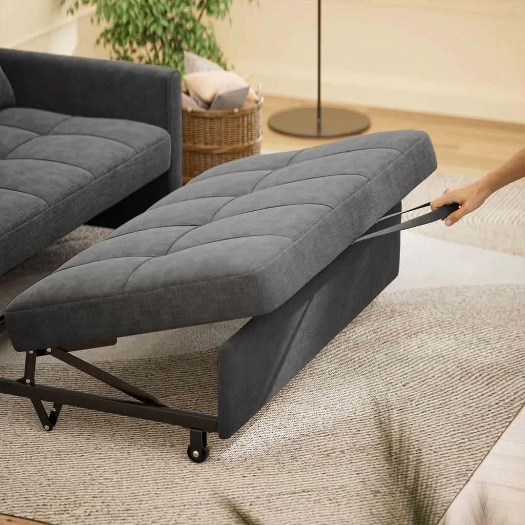 Nouveauté 2026 – Canapé-lit convertible 3 en 1 Lofka avec rangement, dossier réglable et fonction gigogne - Fauteuil-lit idéal pour les petits espaces et les appartements, gris foncé