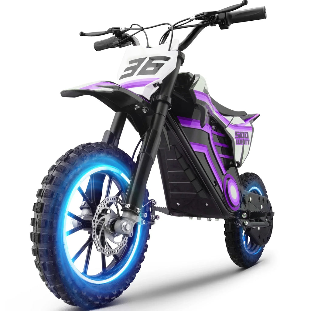 Nouveauté 2026 – Moto tout-terrain électrique QEASET , 500 W, pour enfants (garçons et filles) de 8 à 14 ans, bleue