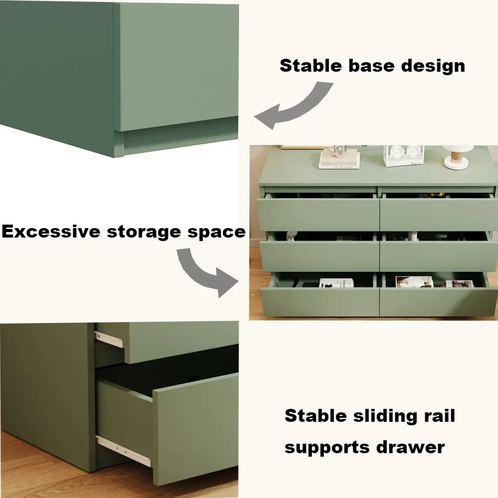 Nouveauté 2026 – Commode moderne Kadyn à 6 tiroirs, meuble en bois, commode pour chambre, meuble de rangement de cuisine avec tiroirs, commode (noire