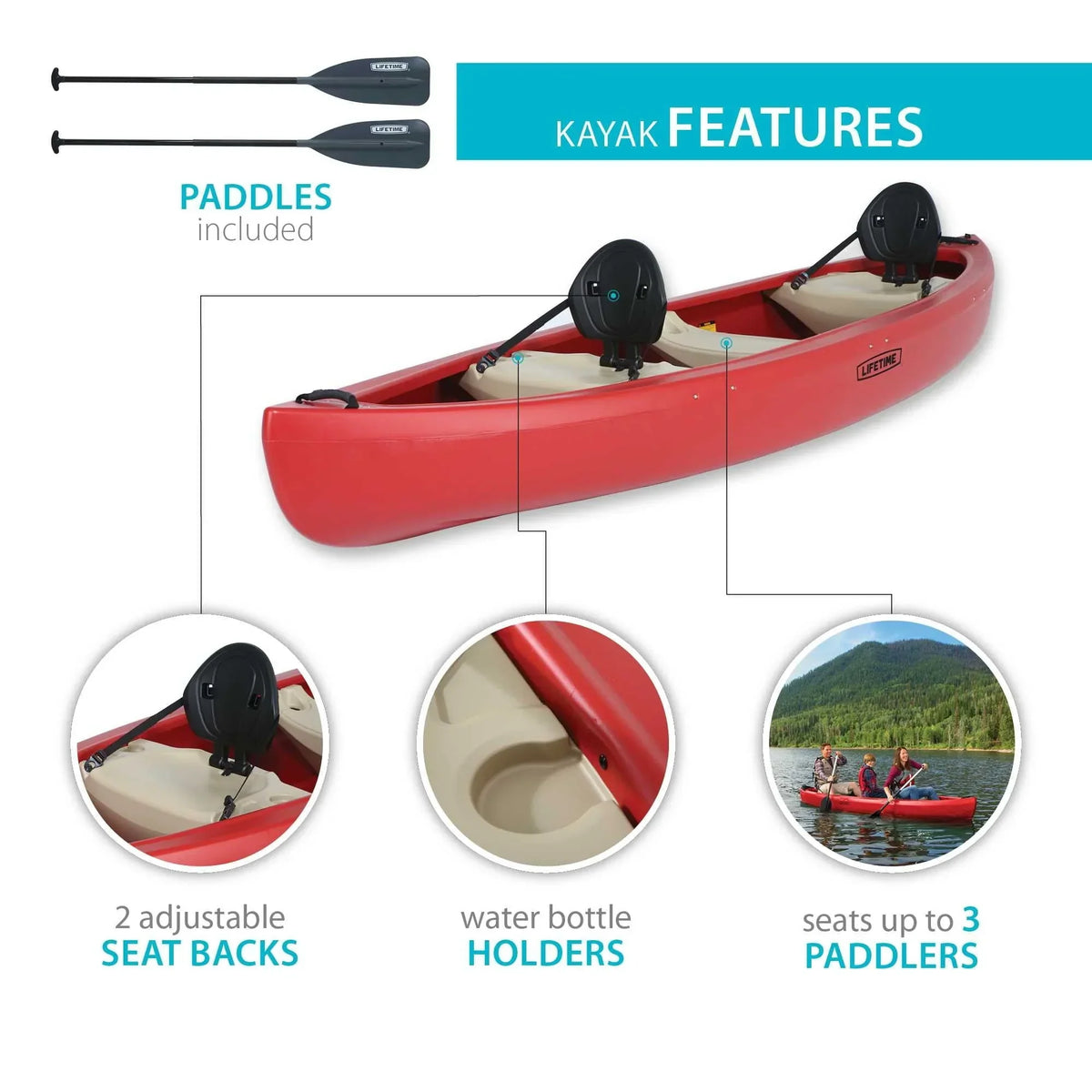 Nouveauté 2026 – Canoë Lifetime Kodiak 13 pieds , rouge (90658