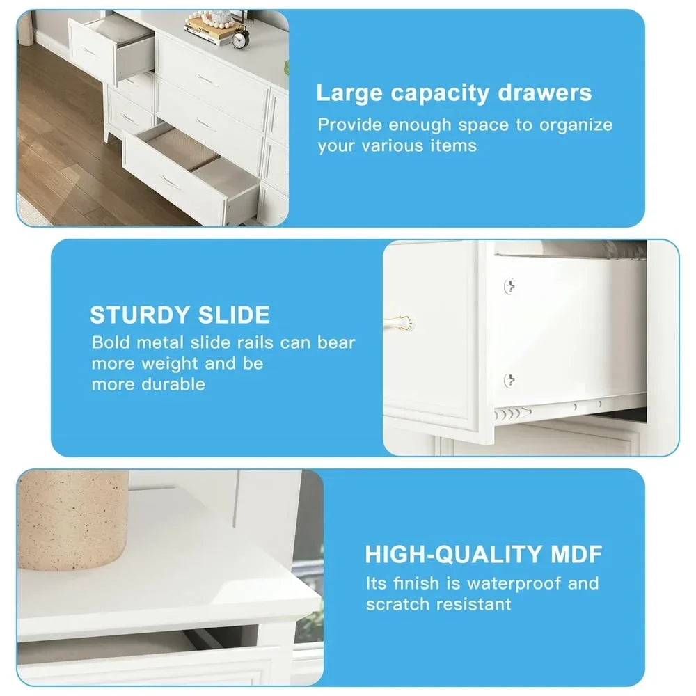 Nouveauté 2026 – Commode moderne Kadyn à 6 tiroirs, meuble en bois, commode pour chambre, meuble de rangement de cuisine avec tiroirs, commode (noire
