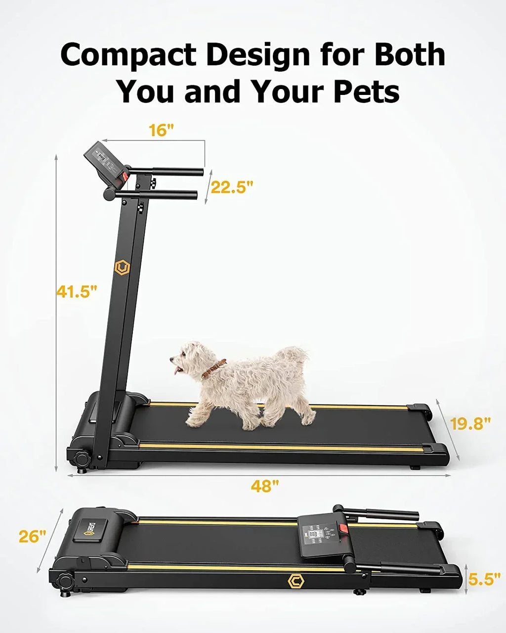 Nouveauté 2026 – Tapis de course pliable UREVO , mini-tapis de course portable de 2,25 CV pour la maison et le bureau, tapis de course compact avec 12 modes HIIT, écran LCD, capacité de 120 kg