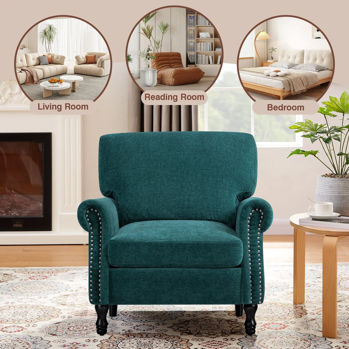 Nouveauté 2026 – Fauteuil d'appoint moderne COOLHUT , canapé une place confortable revêtu de tissu lin avec structure en bois massif, gris