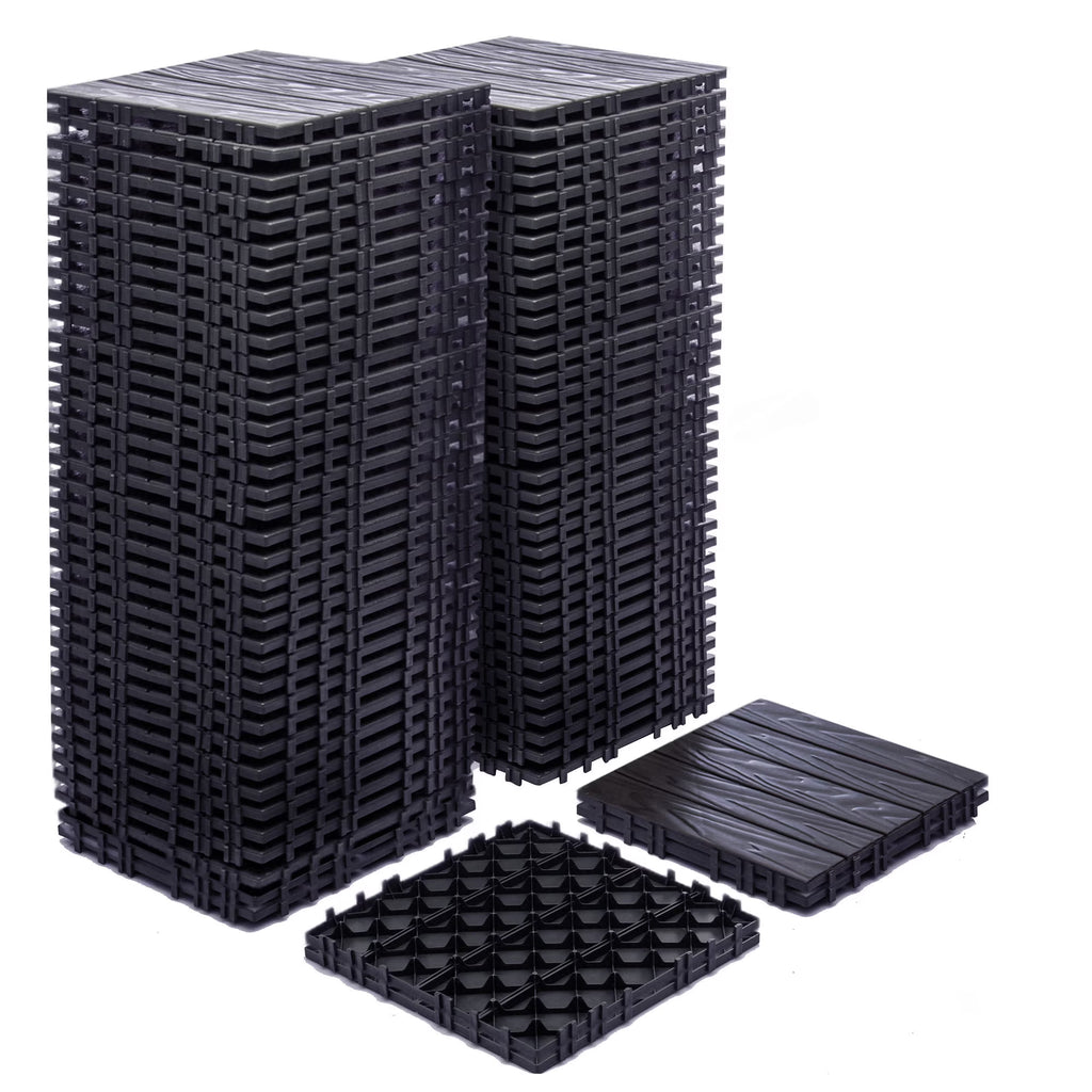 Nouveauté 2026 – Dalles de terrasse emboîtables en plastique (paquet de 76) - 6,4 m² (68,80 pi²) - Revêtement de sol extérieur en plastique ultra-résistant et imperméable - Usage intérieur/extérieur par tous les temps
