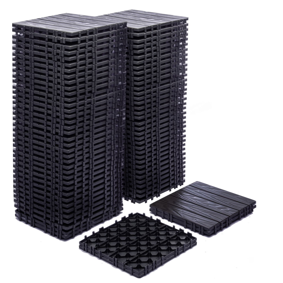 Nouveauté 2026 – Dalles de terrasse emboîtables en plastique (paquet de 76) - 6,4 m² (68,80 pi²) - Revêtement de sol extérieur en plastique ultra-résistant et imperméable - Usage intérieur/extérieur par tous les temps