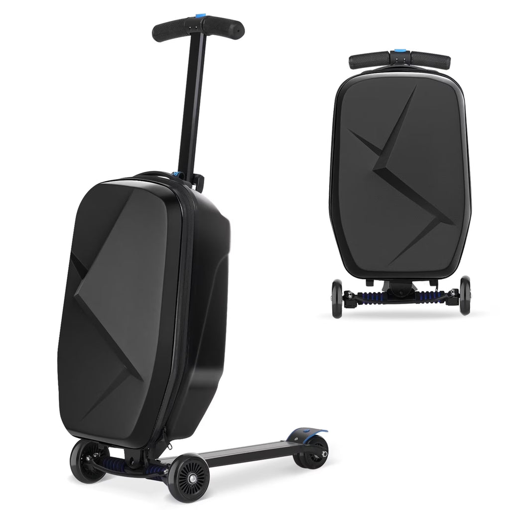 Nouveauté 2026 – Valise-trottinette Advwin pour enfants et adultes, valise rigide à roulettes pour enfants de 4 à 15 ans, multifonctionnelle, légère et pliable, avec roulettes, rose