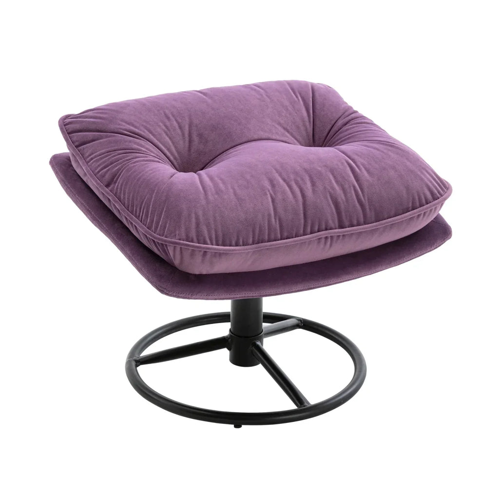 Nouveauté 2026 – Fauteuil pivotant Velvet avec repose-pieds, chaise longue moderne avec structure en métal, fauteuil de lecture confortable pour salon, chambre ou bureau, bleu