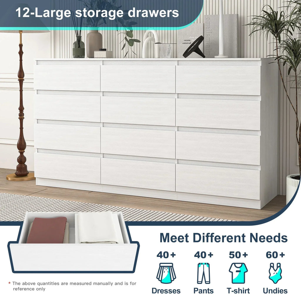 Nouveauté 2026 – Commode Resenkos moderne style milieu du siècle, 6 tiroirs, large, pour chambre à coucher, grise