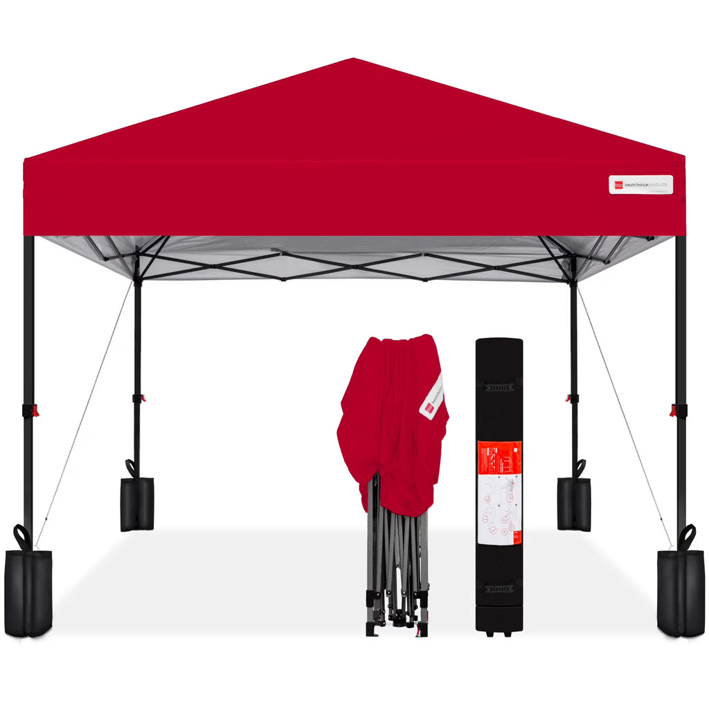 Nouveauté 2026 – Best Choice Products 3,66 m x 3,66 m - Abri pliant facile à monter avec installation en un clic, sac à roulettes et 4 sacs de lestage - Bleu marine