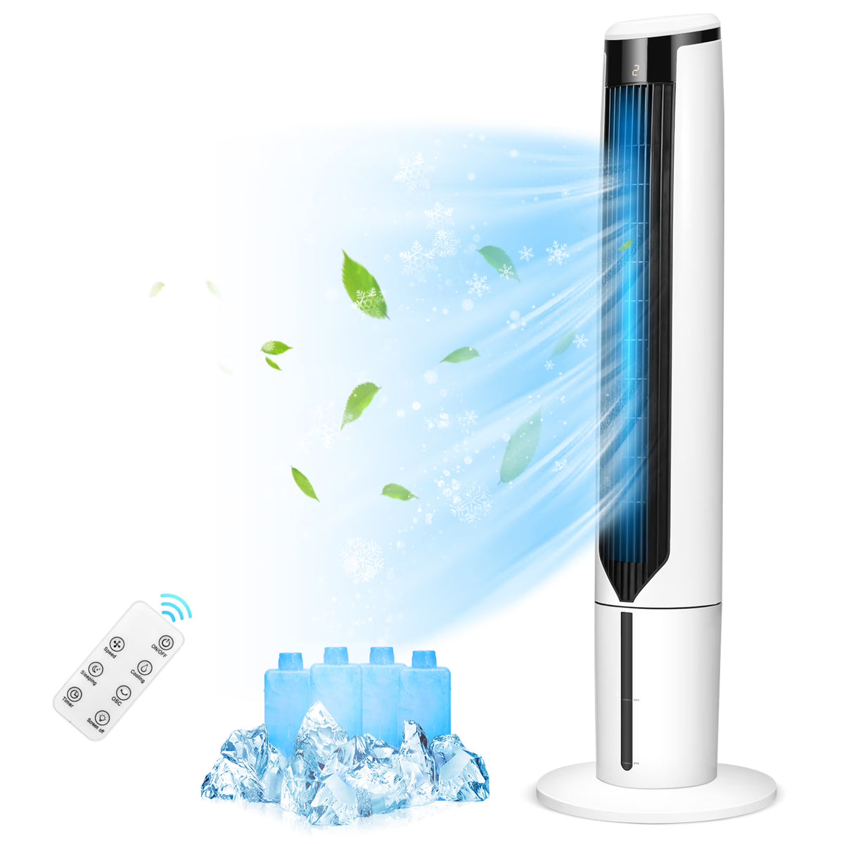 Nouveauté 2026 – Ventilateur tour Gymax 41'' 3 en 1 avec humidificateur et rafraîchisseur d'air par évaporation, télécommande incluse