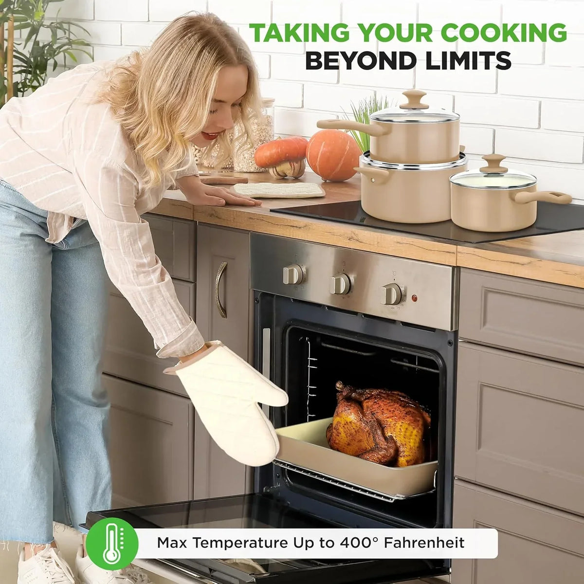 Nouveauté 2026 – Ensemble de cuisine 54 pièces – Ensemble complet de casseroles et poêles en céramique antiadhésive avec ustensiles, moules à pâtisserie et couteaux, compatible gaz, électrique et induction, rose poudré – Indispensables pour la cuisin