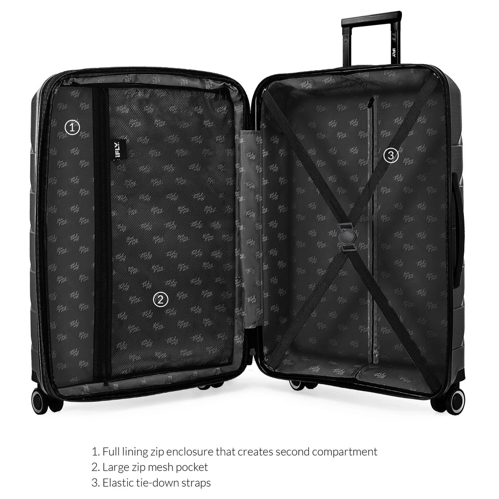 Nouveauté 2026 – Lot de 2) : valise rigide PUR by iFLY 28" noire, format enregistrement, noire