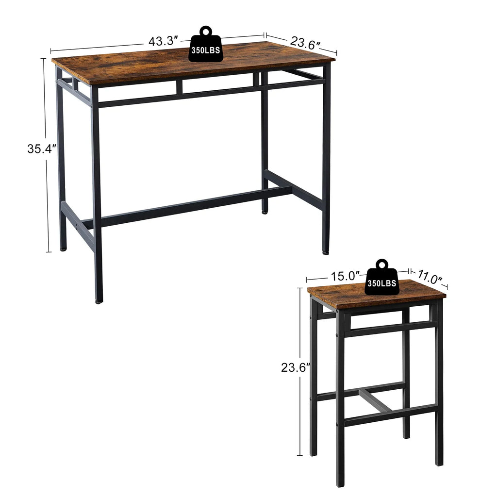Nouveauté 2026 – Ensemble de table haute 5 places , table de bar et tabourets assortis, table à manger minimaliste avec tabourets sans dossier, ensemble table et chaises de bar avec plateau en bois pour cuisine, appartement ou bistrot - Gain de place