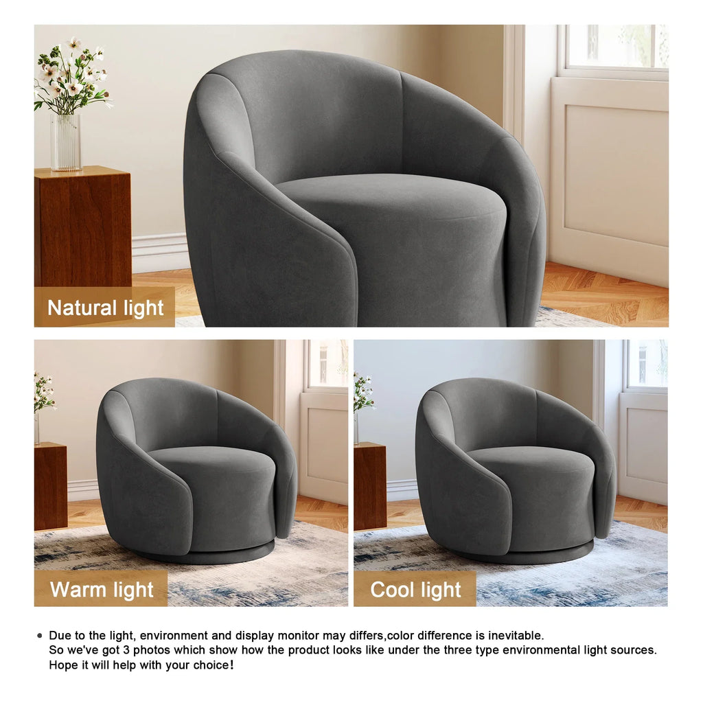 Nouveauté 2026 – Fauteuil pivotant 360" pour salon, fauteuil tonneau bouclé, canapé une place, fauteuil de lecture, vert sauge