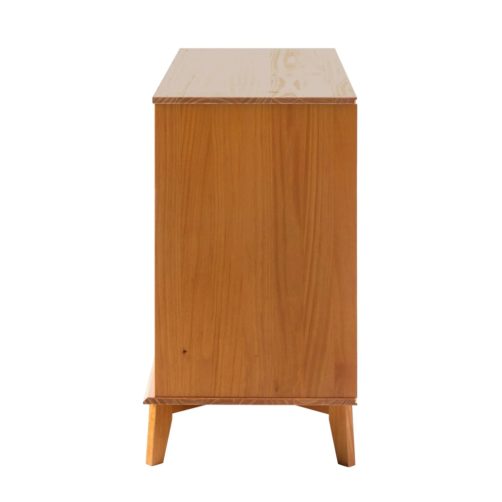Nouveauté 2026 – Commode Walker Edison Sonoma 6 tiroirs en bois massif couleur caramel