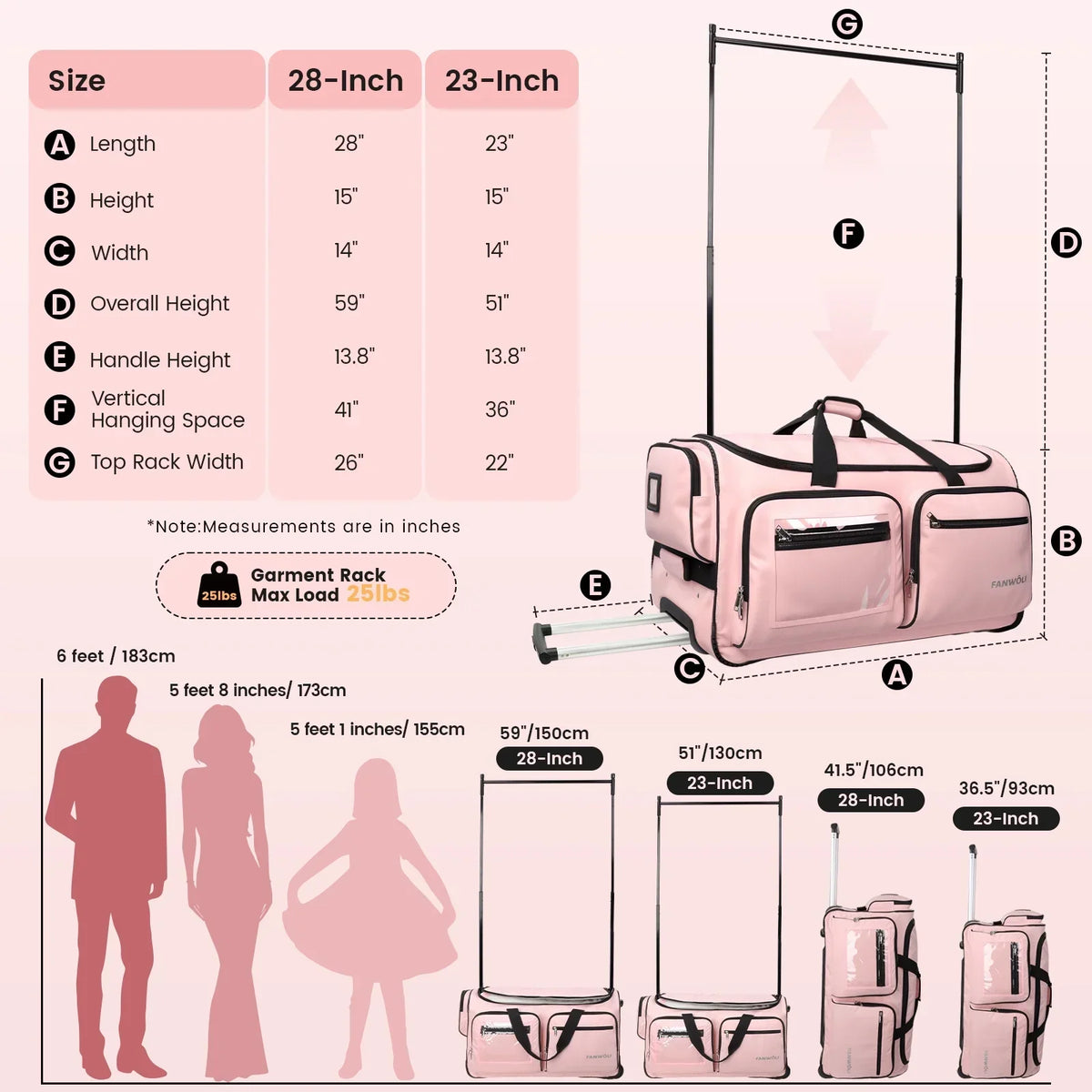 Nouveauté 2026 – Sac de danse Fegat avec portant - Sac de danse pliable à roulettes de 71 cm (28 pouces) pour compétitions, danse, spectacles, streamers et athlètes. Valise légère à roulettes
