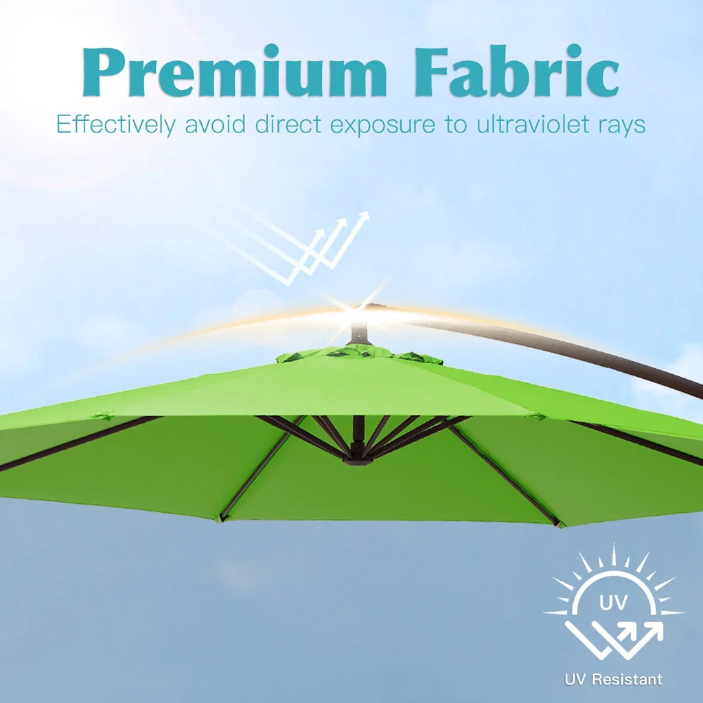 Nouveauté 2026 – Parasol déporté suspendu JUSTLET de 3 m (10 pi) robuste avec base en 4 pièces incluse, beige