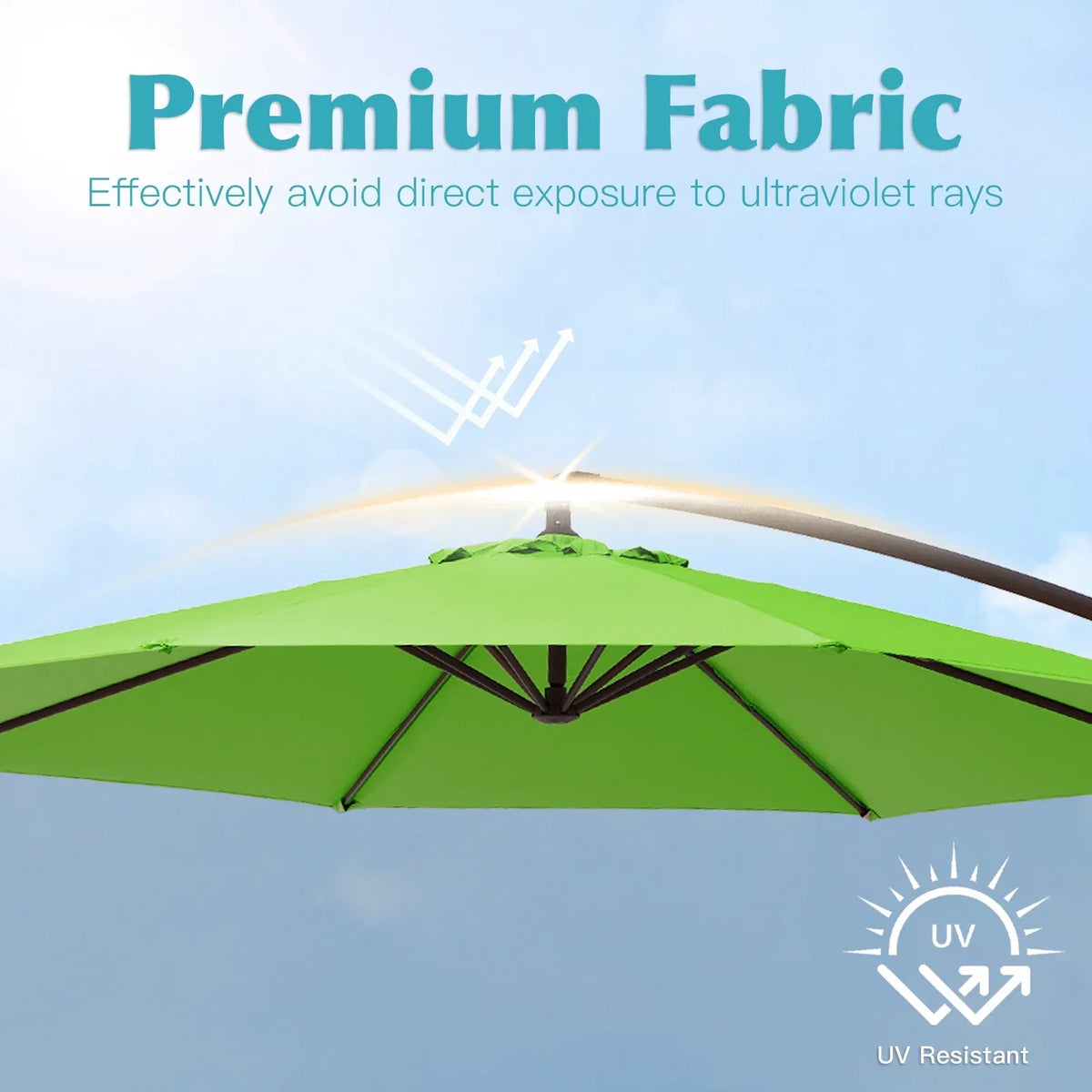 Nouveauté 2026 – Parasol déporté suspendu JUSTLET de 3 m (10 pi) robuste avec base en 4 pièces incluse, beige