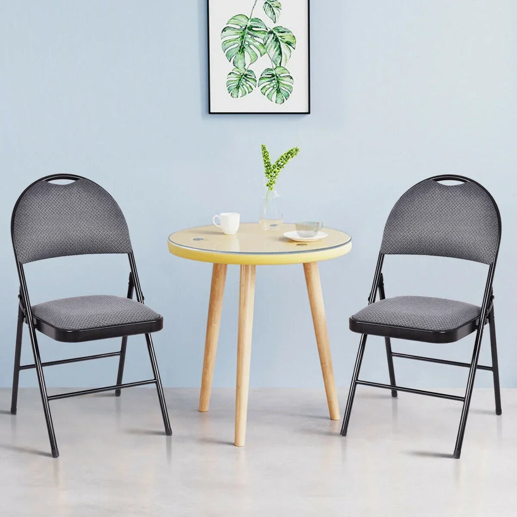 Nouveauté 2026 – Ensemble de 6 chaises pliantes Costway , assise rembourrée et revêtement en tissu, structure en métal, beige, pour la maison ou le bureau