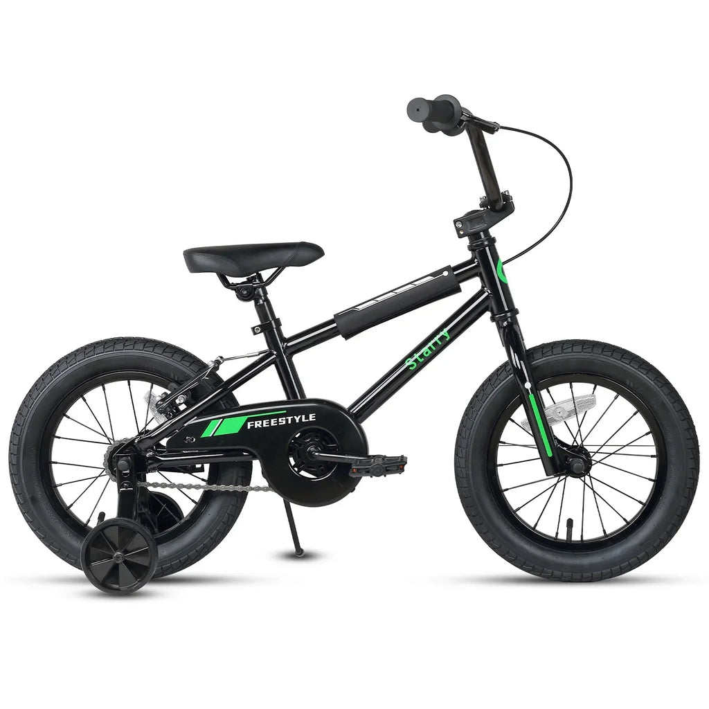Nouveauté 2026 – Vélo Glerc pour enfants de 3 à 5 ans, style BMX, avec stabilisateurs et frein à rétropédalage, bleu. Convient aux garçons et aux filles de 3 à 5 ans