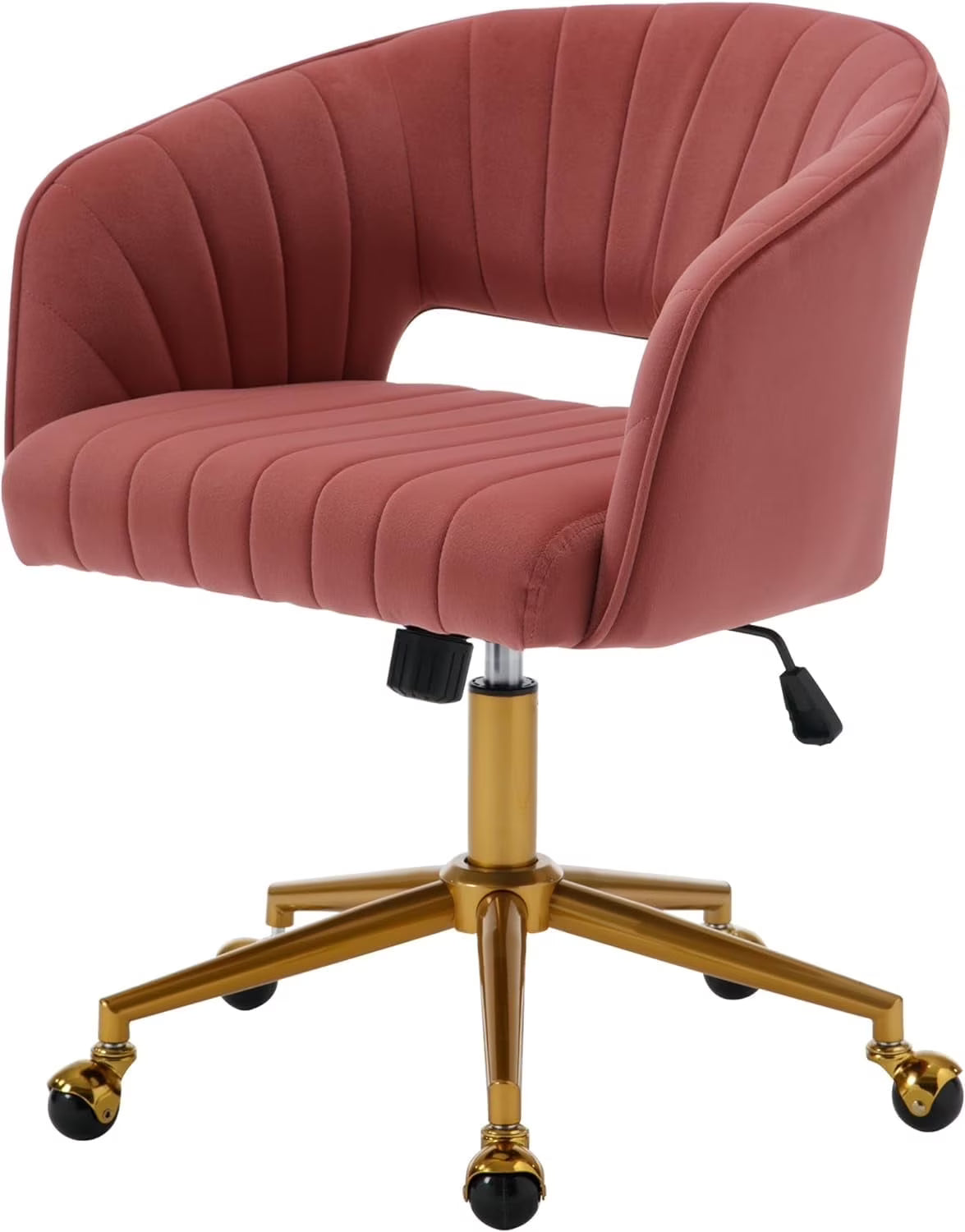 Nouveauté 2026 – Chaise de bureau Westice , chaise de travail en velours, chaise pivotante réglable en hauteur avec base dorée, idéale pour coiffeuse, bureau, salon ou salle informatique, beige