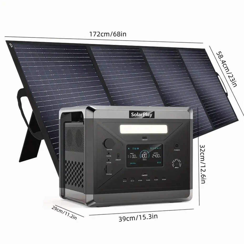 Nouveauté 2026 – Générateur solaire Solarplay 2400 W (4800 W en crête), avec panneau solaire de 400 W et batterie LiFePO4 portable de 2160 Wh, idéal pour le camping, la maison et les véhicules de secours