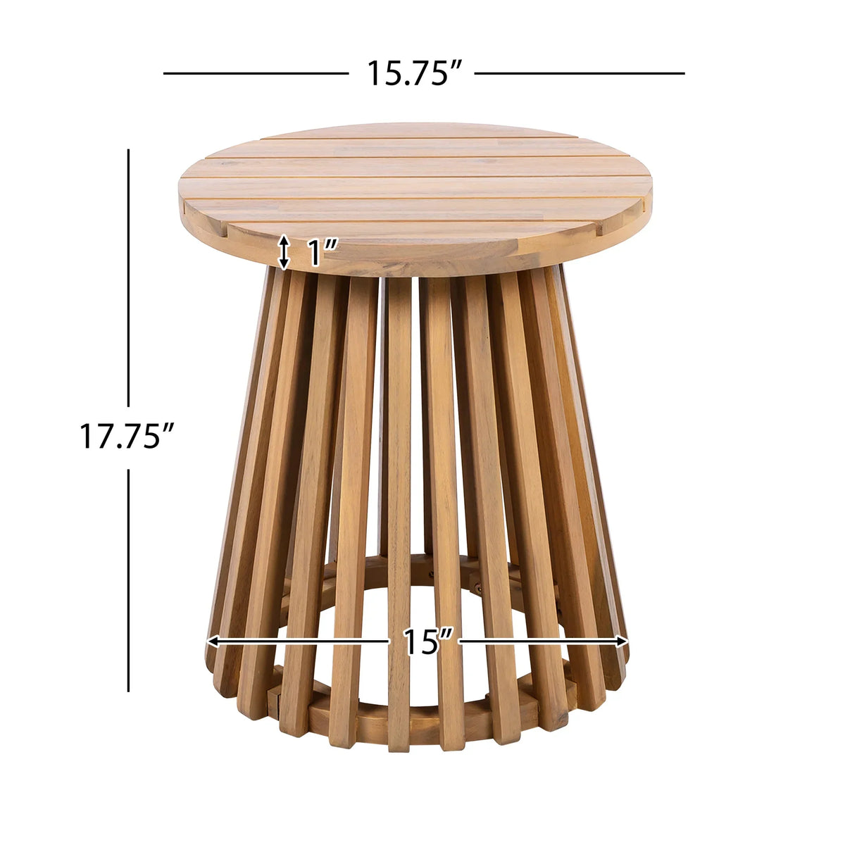 Nouveauté 2026 – Table d'appoint ronde d'extérieur en bois d'acacia Christopher Knight Home, couleur teck clair, idéale pour le jardin, la pelouse ou le balcon