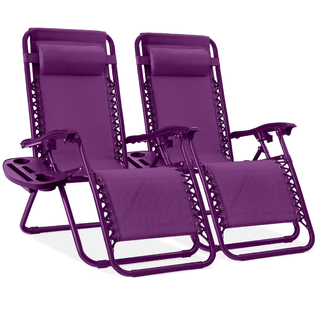 Nouveauté 2026 – Ensemble de 2 fauteuils inclinables zéro gravité Best Choice Products pour terrasse et piscine avec porte-gobelet - Gris