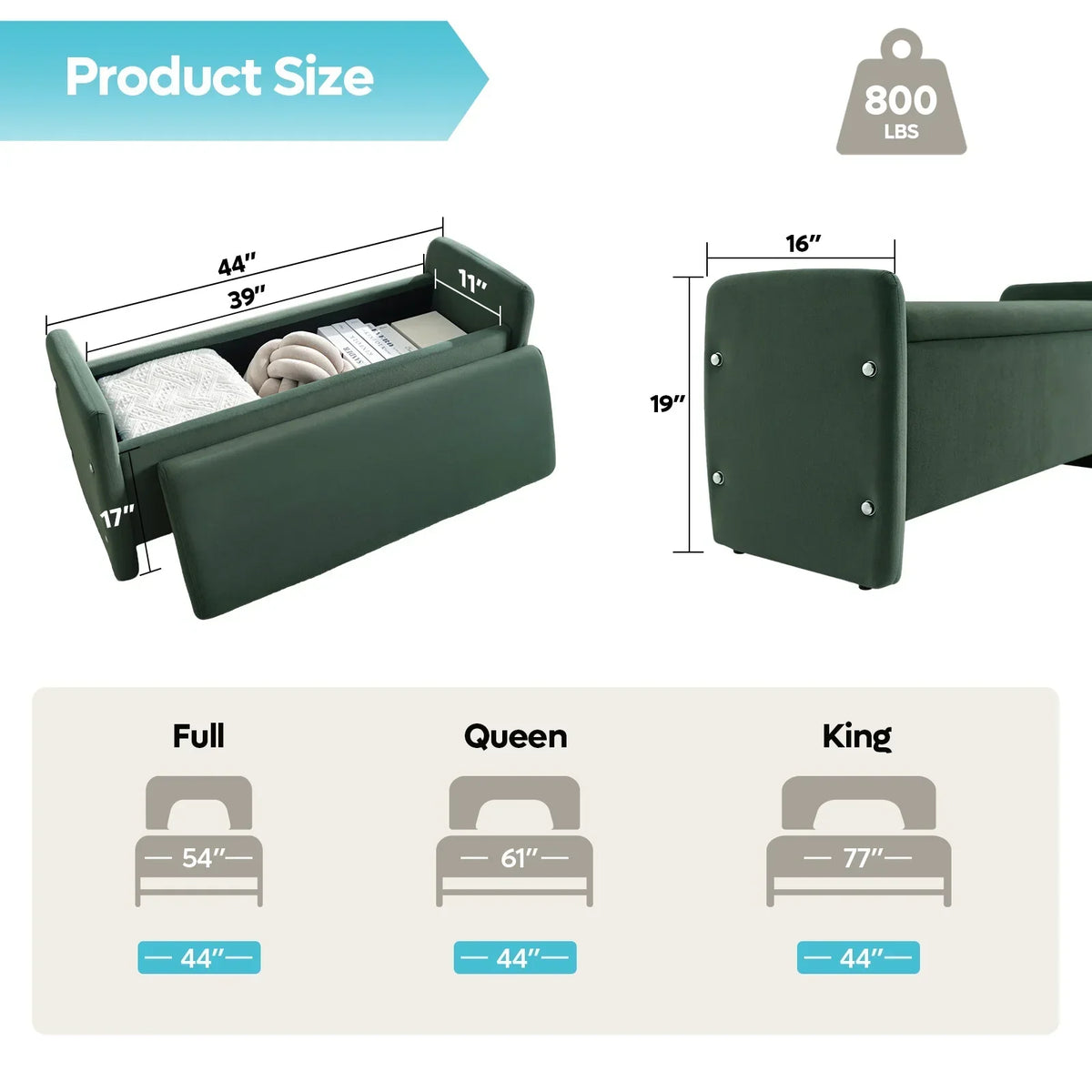 Nouveauté 2026 – Banc coffre Pinmoco de 112 cm (44 po), banc d'entrée rembourré avec rangement, idéal pour la chambre et le salon, en velours côtelé gris
