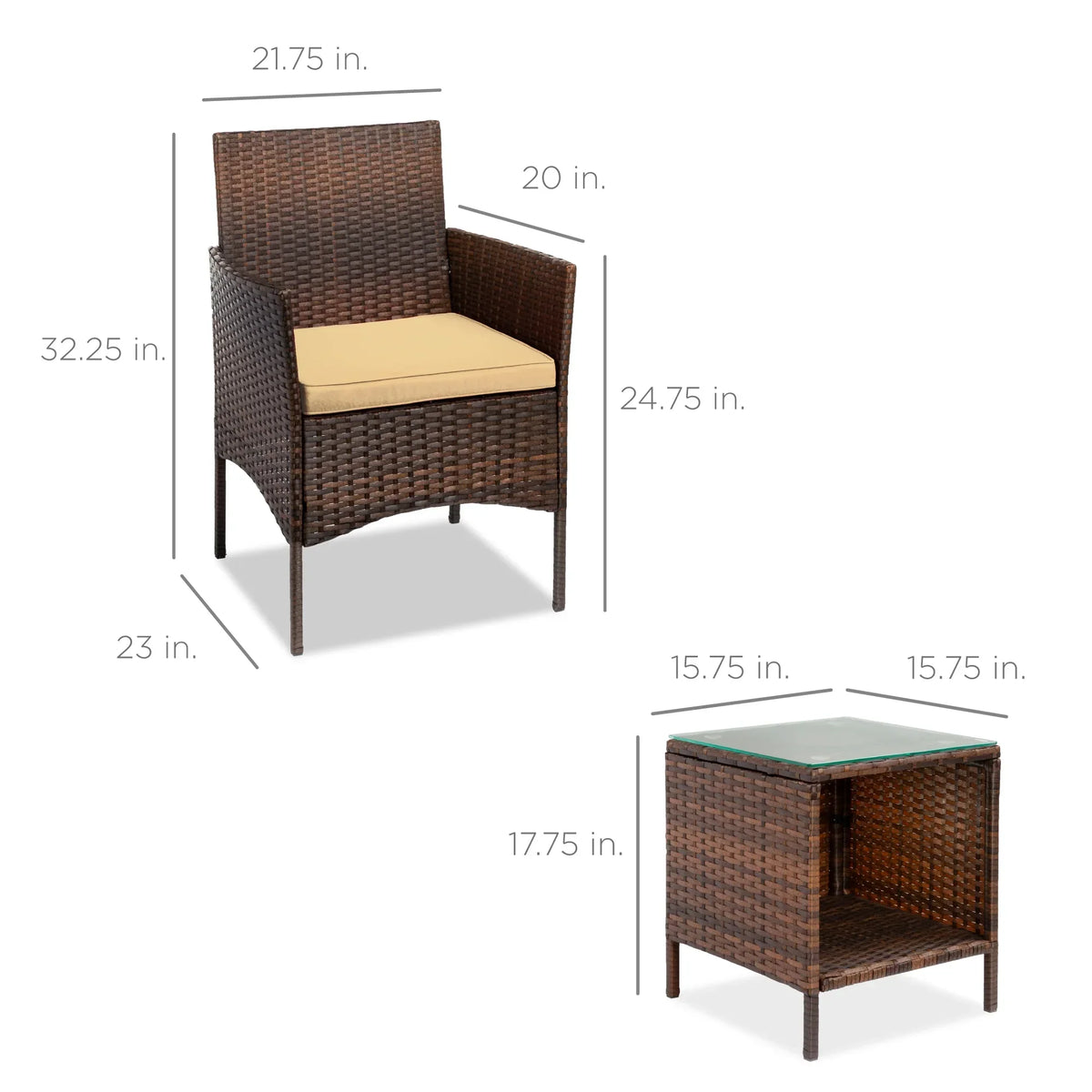 Nouveauté 2026 – Ensemble bistro de jardin 3 pièces en résine tressée Best Choice Products , avec 2 chaises et une table - Gris/Bleu marine