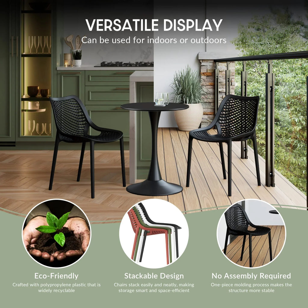 Nouveauté 2026 – Ensemble de salle à manger d'extérieur WestinTrends Playa 5 pièces avec table et chaises empilables, structure en métal, vert olive