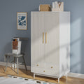 Nouveauté 2026 – Armoire-penderie Armoire , meuble de rangement avec tiroirs et penderie pour chambre à coucher, blanc
