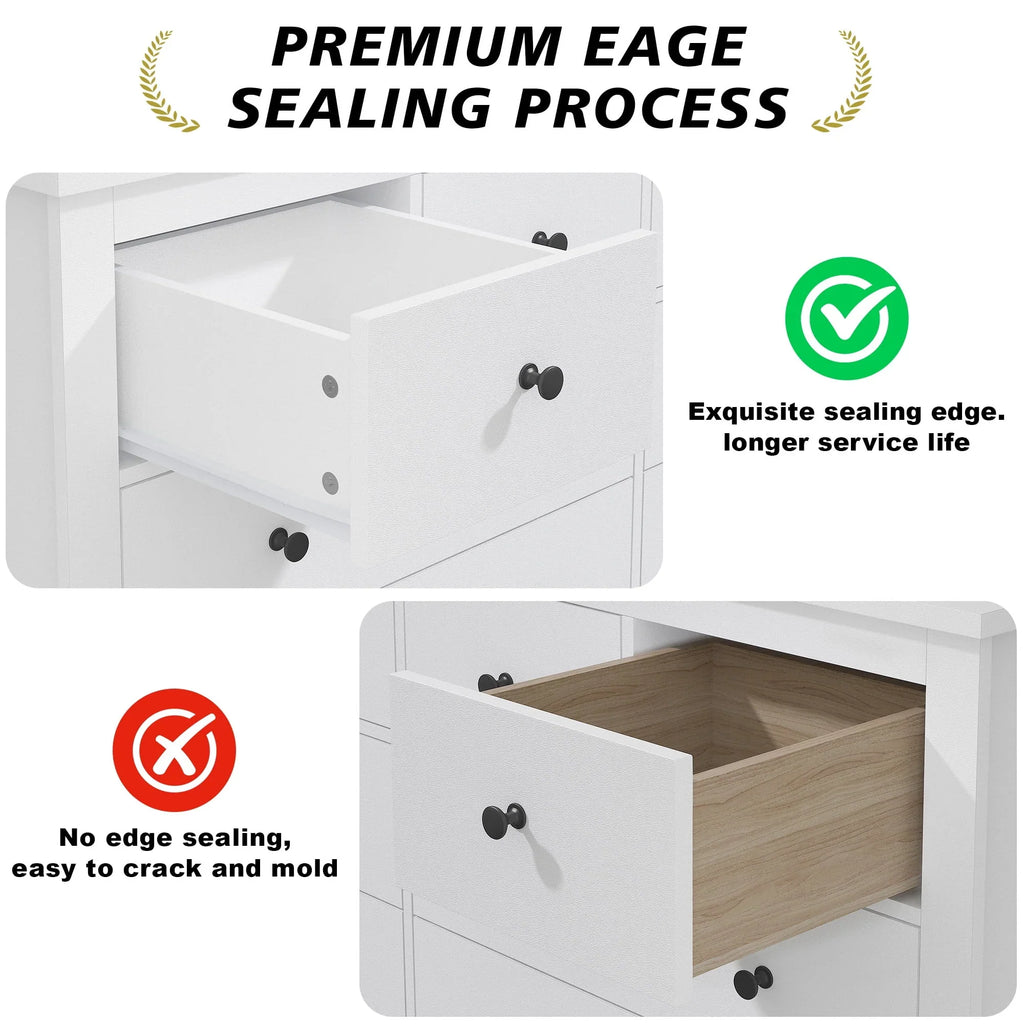 Nouveauté 2026 – Commode blanche EnHomee pour chambre à coucher, 10 tiroirs, commode moderne en bois, commode large pour adultes