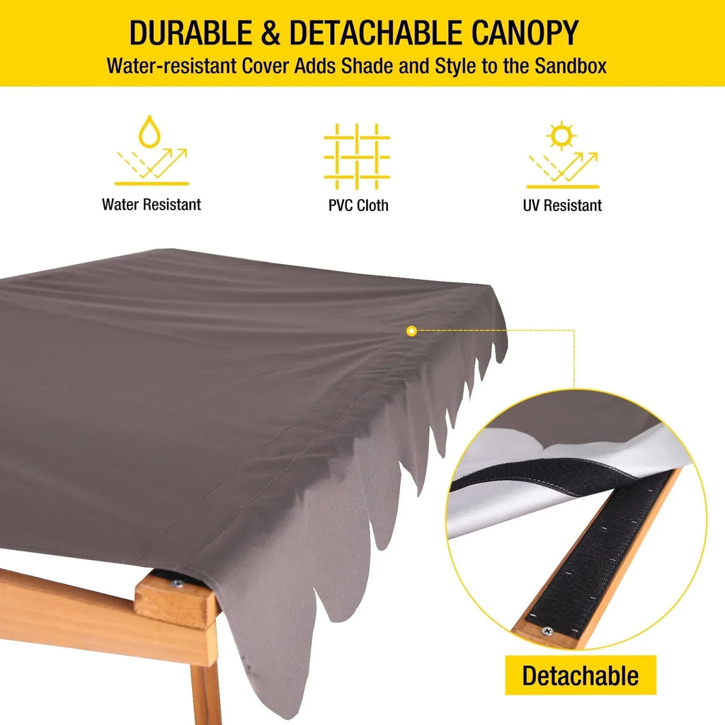 Nouveauté 2026 – Bac à sable extérieur Morgete 47'' pour enfants avec couvercle et banc, centre de jeux de sable en bois