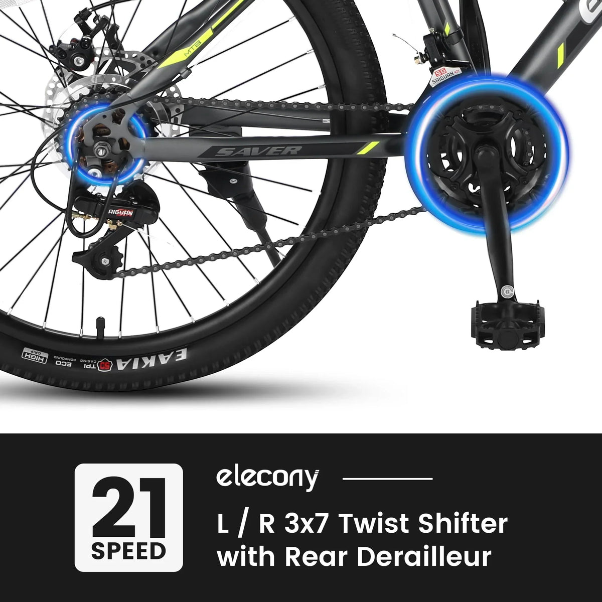 Nouveauté 2026 – Offre spéciale ! VTT Saver100 24 pouces pour garçons et filles, cadre en acier, 21 vitesses Shimano, freins à disque doubles et suspension avant
