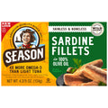 Nouveauté 2026 – Filets de sardines Season à l'huile d'olive 100 %, sauvages, sans peau ni arêtes, 124 g (4,375 oz), boîte de 6