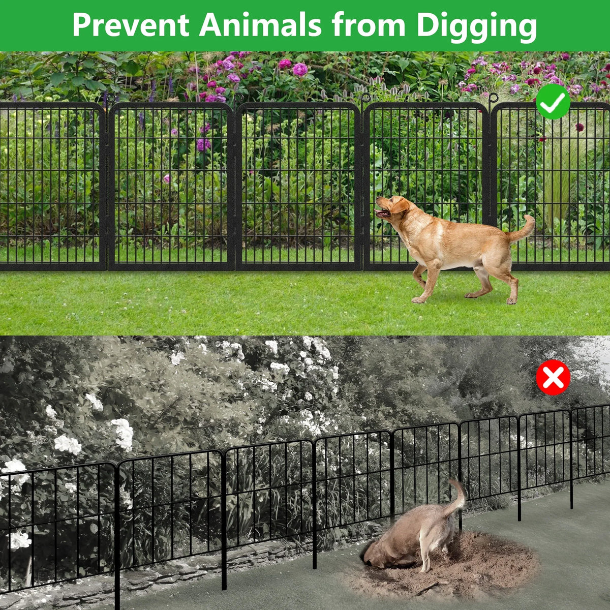 Nouveauté 2026 – Clôture de jardin Garden avec portail, panneaux de clôture sans creuser, 9,14 m (L) x 81,3 cm (H), barrière pour animaux, clôture décorative pour jardin, patio, clôtures et bordures pour chiens