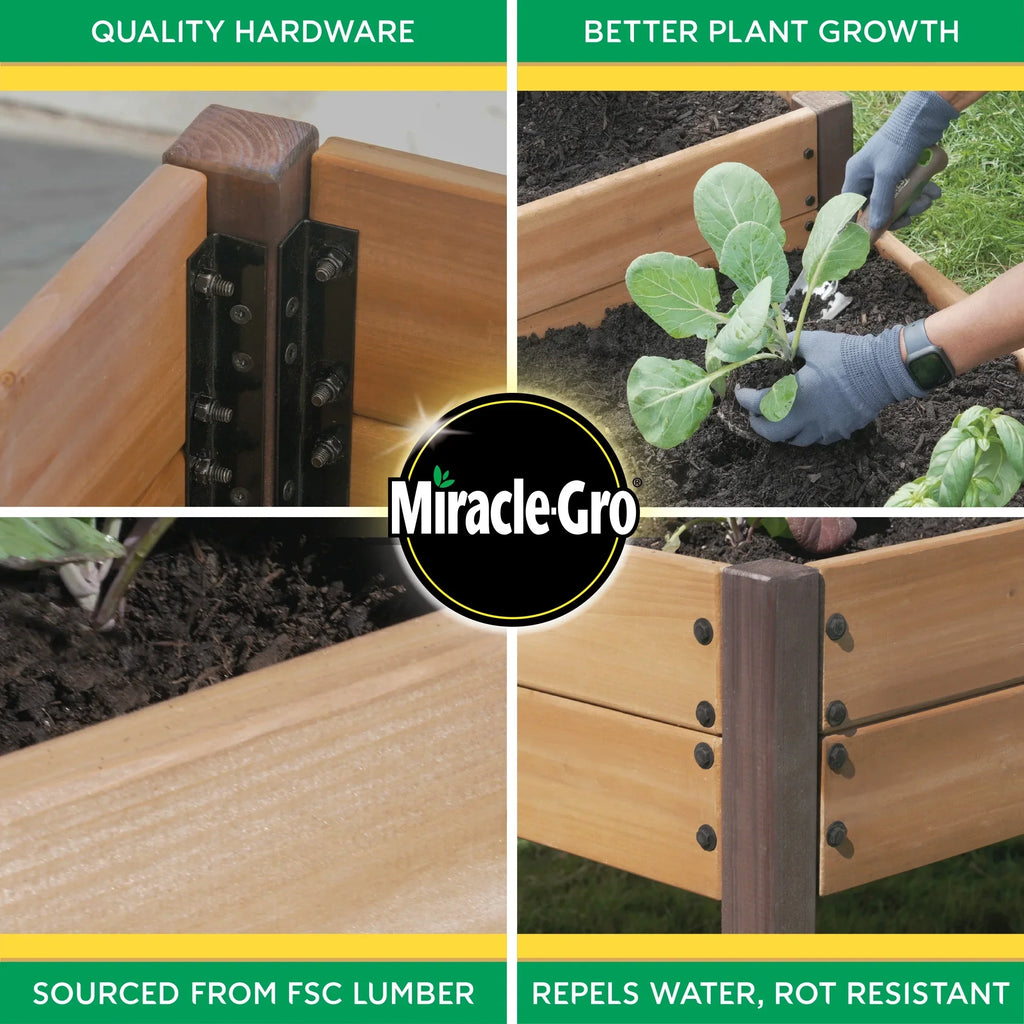 Nouveauté 2026 – Jardinière surélevée Miracle-Gro en bois de 60 x 120 cm avec étagère