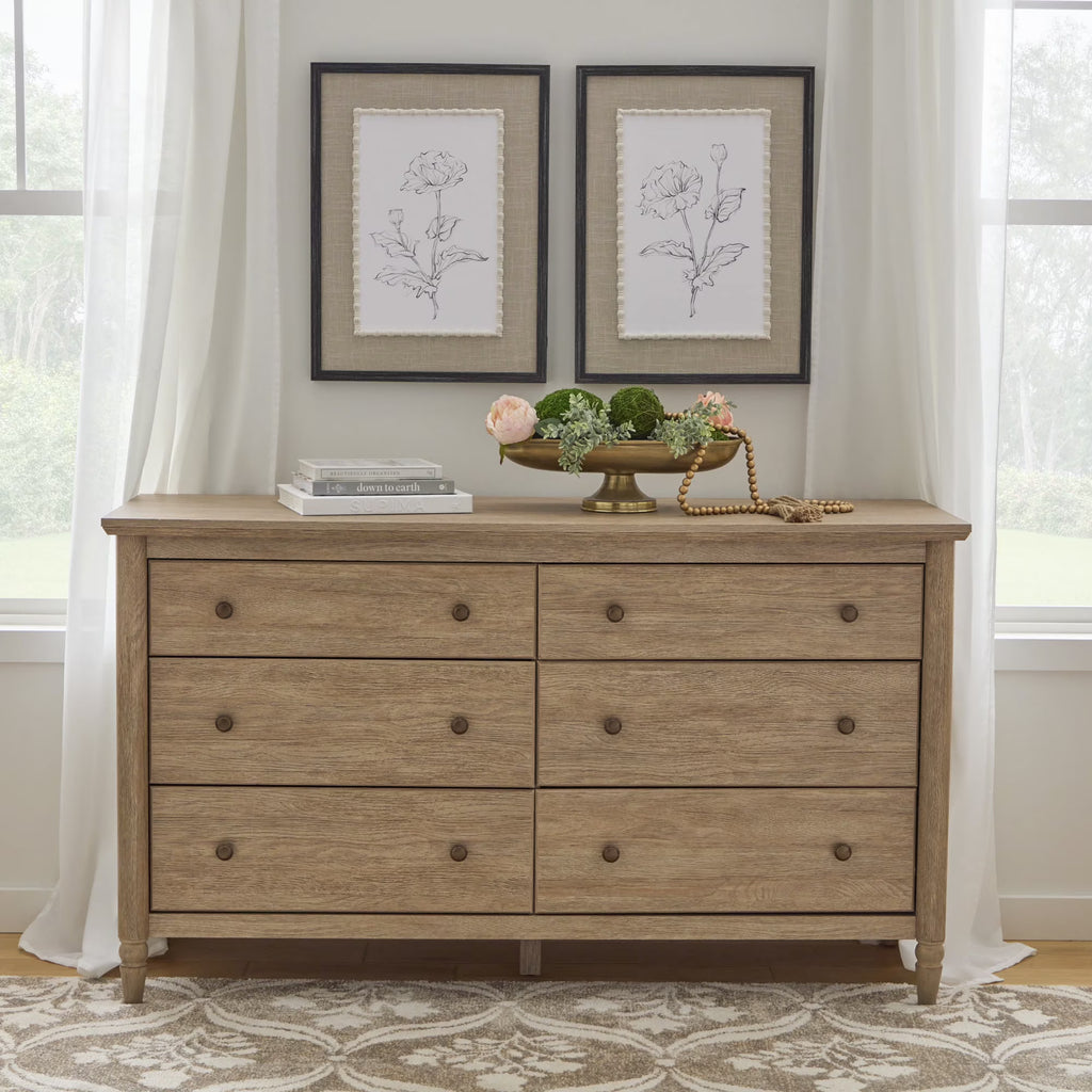 Nouveauté 2026 – Commode Monroe à 6 tiroirs, finition chêne brossé, My Texas House