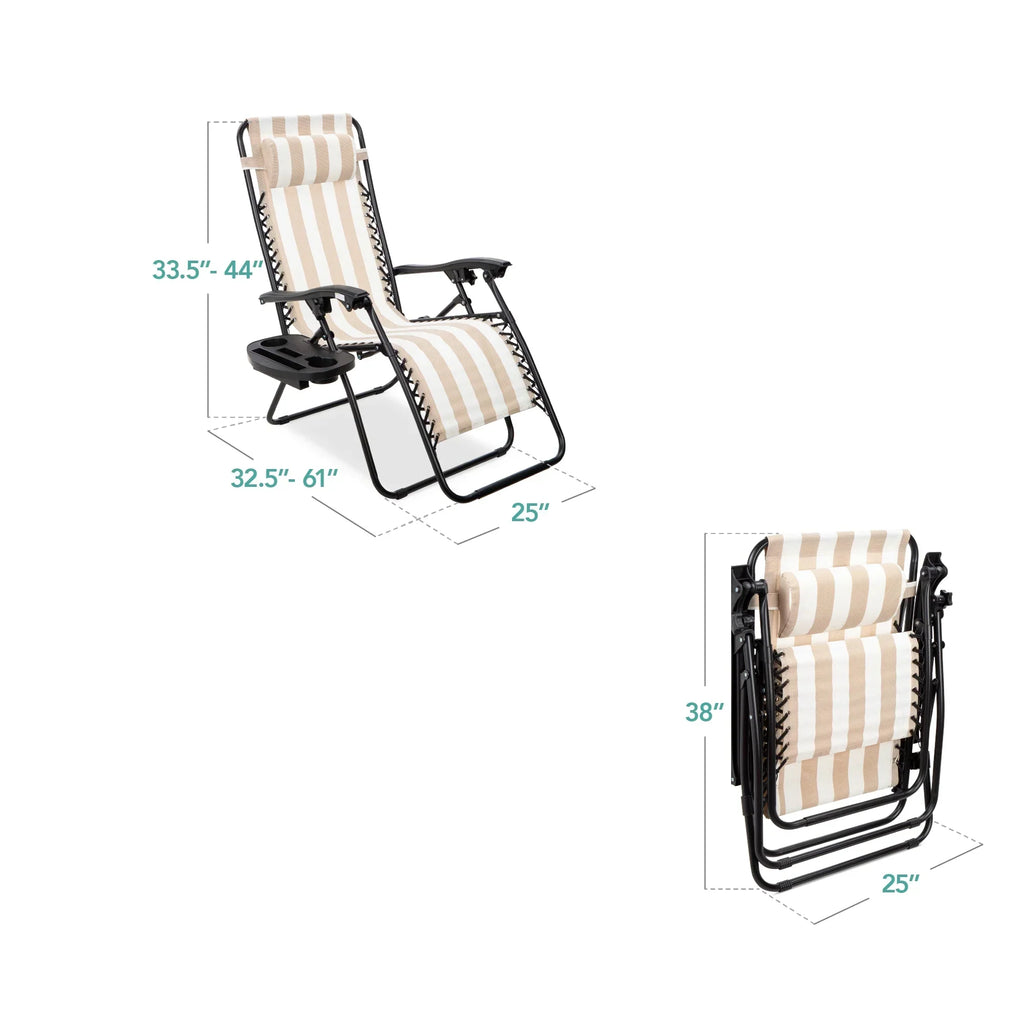 Nouveauté 2026 – Ensemble de 2 fauteuils inclinables zéro gravité Best Choice Products pour terrasse et piscine avec porte-gobelet - Gris