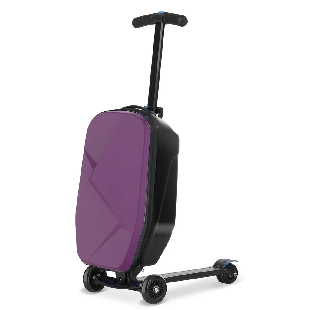 Nouveauté 2026 – Valise-trottinette Advwin pour enfants et adultes, valise rigide à roulettes pour enfants de 4 à 15 ans, multifonctionnelle, légère et pliable, avec roulettes, rose