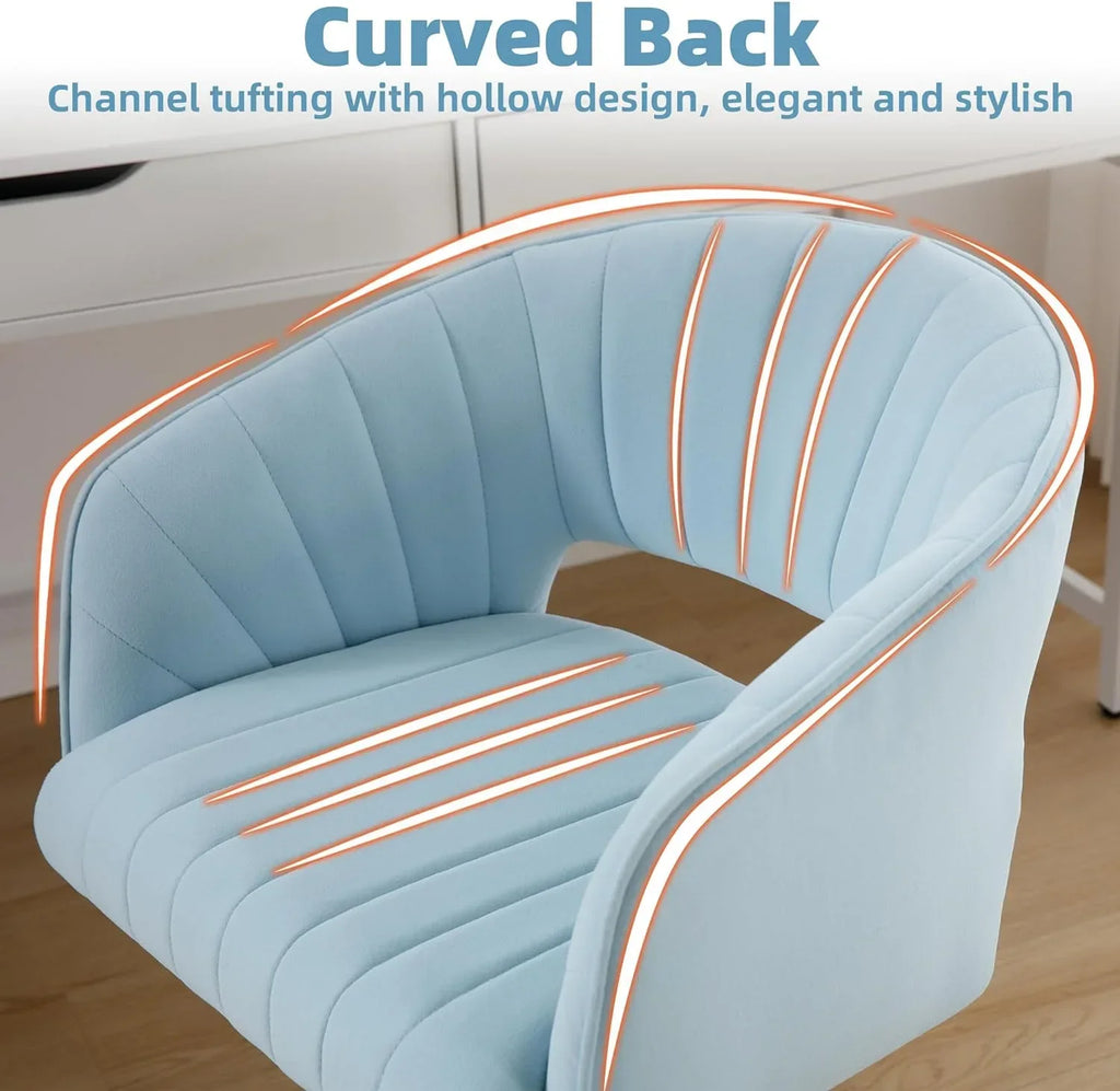 Nouveauté 2026 – Chaise de bureau Westice , chaise de travail en velours, chaise pivotante réglable en hauteur avec base dorée, idéale pour coiffeuse, bureau, salon ou salle informatique, beige