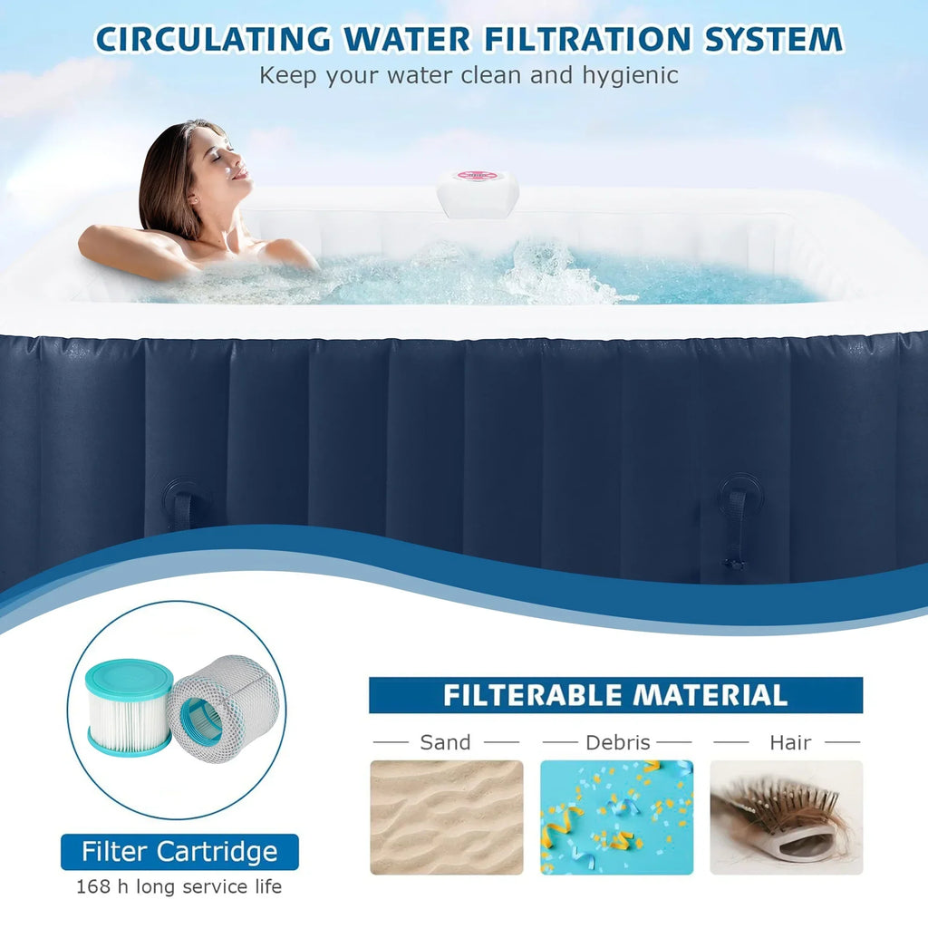 Nouveauté 2026 – Spa gonflable portable d'extérieur , 185 cm (73 pouces), 4 à 6 personnes, avec panneau de commande, 130 jets, couverture isolante et protection de fond, température jusqu'à 40 °C (104 °F), gris