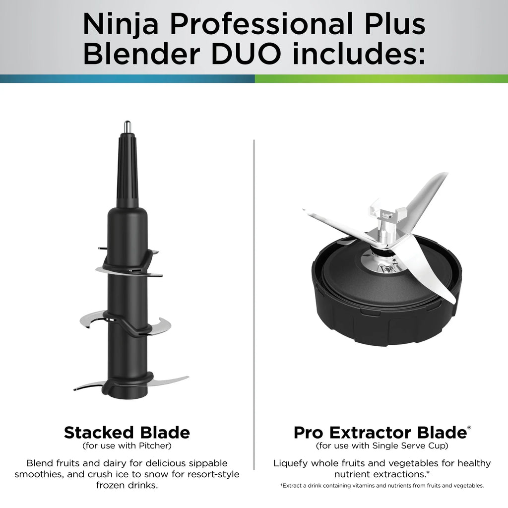 Nouveauté 2026 – Blender Ninja Professional Plus DUO , 1400 W, 2 programmes Auto-IQ pour smoothies, extraction des nutriments, pichet de broyage total de 2,1 L* et (1) gobelet de 710 ml à emporter, noir, BN750
