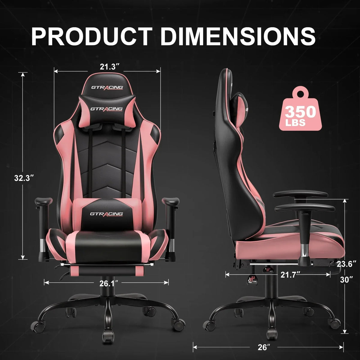 Nouveauté 2026 – Chaise de jeu GTRACING , chaise de bureau ergonomique avec soutien lombaire, revêtement en cuir PU, repose-pieds et appui-tête réglable, rouge