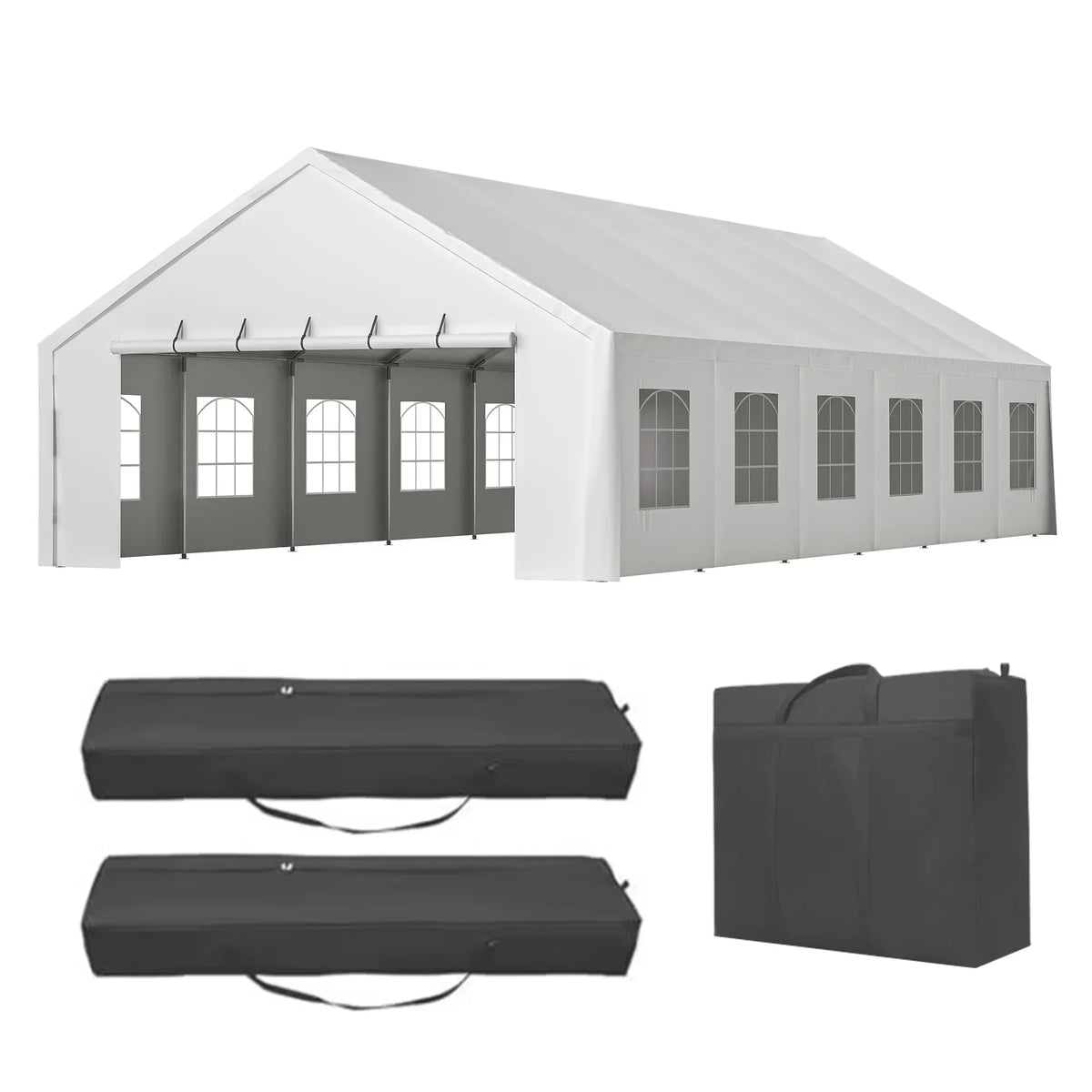 Nouveauté 2026 – Tente de réception robuste 20 x 40 pi avec 3 sacs de rangement - Grand abri imperméable pour mariages et événements, parois latérales amovibles et porte zippée - Tente extérieure commerciale pour fêtes, abri de voiture, camping, barb