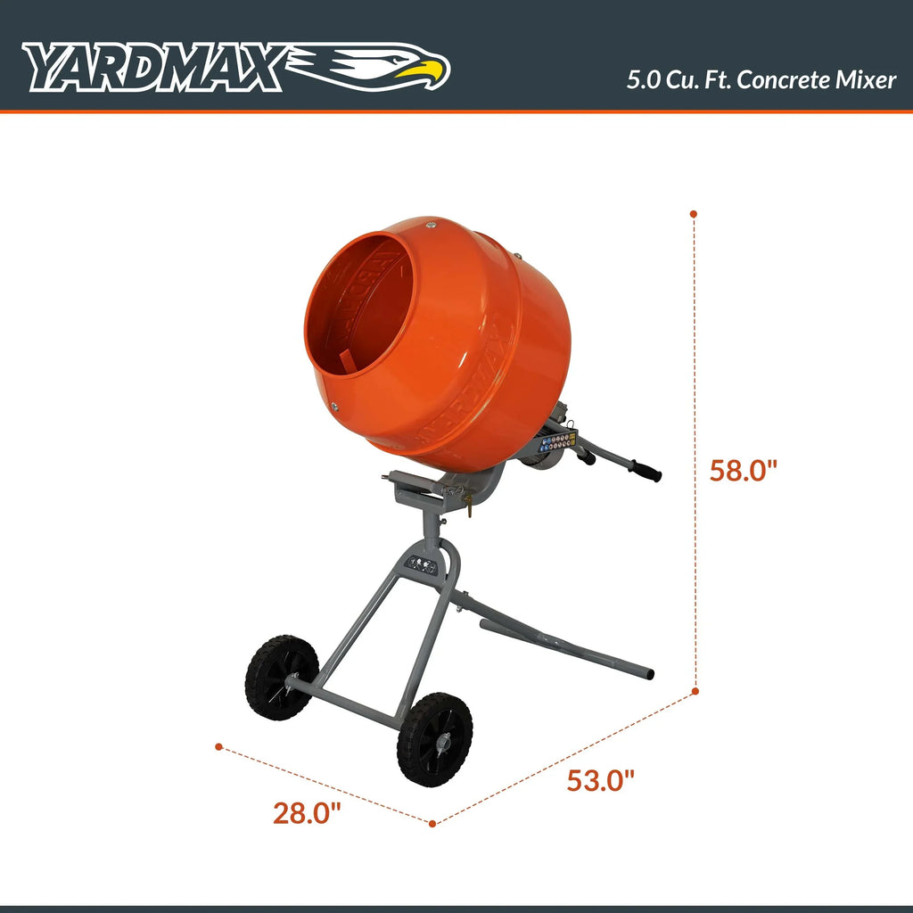 Nouveauté 2026 – Bétonnière YARDMAX YM0146 5,0 pi³